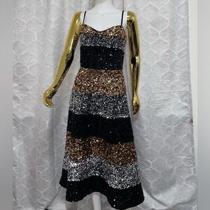 HELSI Elegant Sequin Striped Evening Dress from NeimanMarcus